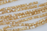 Light Brown- Mother of Pearl Shell Faceted Cube Beads Size 4mm 15.5" Strand