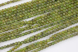 Natural Beautiful TINY 4mm Green Garnet- Round- 15 inch strand