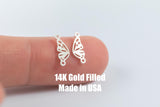 Butterfly Wings (L) Set 2 pcs- Permanent Jewelry Connector - 14kt gold filled or Sterling Silver - Made in the USA