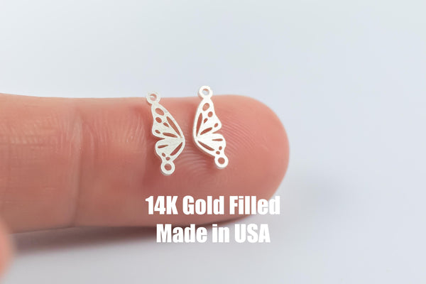 Butterfly Wings (L) Set 2 pcs- Permanent Jewelry Connector - 14kt gold filled or Sterling Silver - Made in the USA