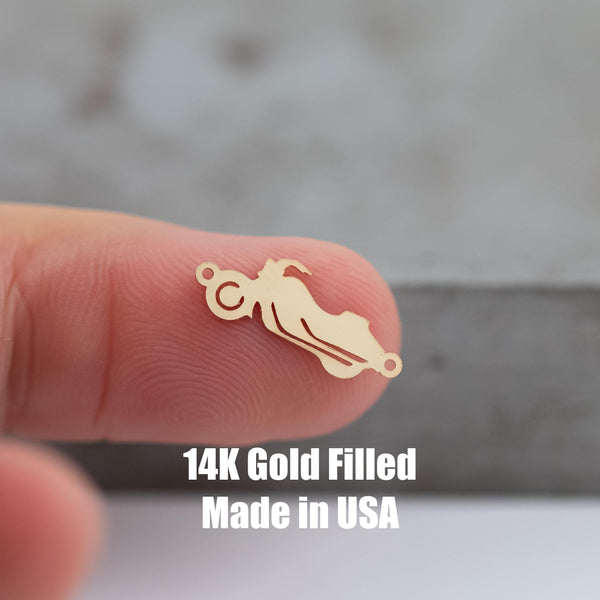 Harley Motorcycle- Permanent Jewelry Connector - 14kt gold filled or Sterling Silver - Made in the USA