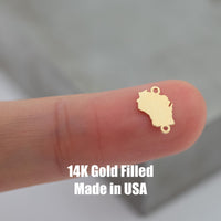 Permanent Wisconsin State Shape Connector - 14kt gold filled or Sterling Silver - Made in the USA - Custom Permanent Jewelry Charm