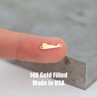 Permanent Delaware State Shape Connector - 14kt gold filled or Sterling Silver - Made in the USA - Custom Permanent Jewelry Charm