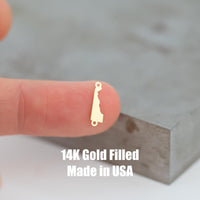 Permanent Delaware State Shape Connector - 14kt gold filled or Sterling Silver - Made in the USA - Custom Permanent Jewelry Charm