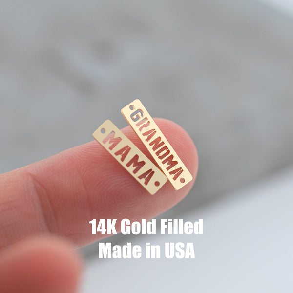 Mama or Grandma Tag Permanent Jewelry Connector - 14kt gold filled or Sterling Silver - Made in the USA