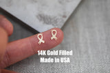 Gold Filled Cancer Ribbon Connector - 14K GF / Sterling Silver Awareness Ribbon Connectors Breast Cancer Bracelet Permanent Jewelry