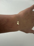 2pcs Gold Filled Cancer Ribbon Connector - 14K GF / Sterling Silver Awareness Ribbon Connectors Breast Cancer Bracelet Permanent Jewelry