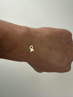 2pcs Gold Filled Cancer Ribbon Connector - 14K GF / Sterling Silver Awareness Ribbon Connectors Breast Cancer Bracelet Permanent Jewelry