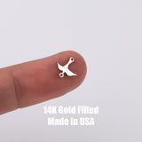Seagull Flying Bird Sea Gull Swallow Swift Permanent Jewelry Connector Charm 14kt gold filled or Sterling Silver - Made in the USA - Custom