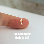Catholic Cross Permanent Jewelry Connector or Charm- Intricate Detail - 14kt gold filled or Sterling Silver - Made in the USA