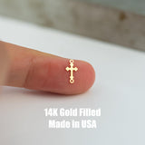 Catholic Cross Permanent Jewelry Connector or Charm- Intricate Detail - 14kt gold filled or Sterling Silver - Made in the USA