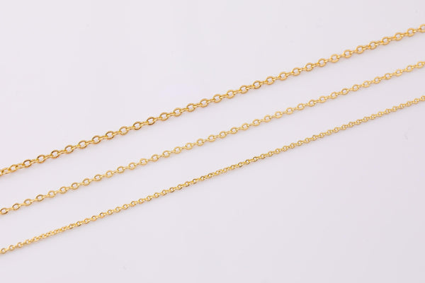 14K Dainty Gold PVD Ion Plated Chain 1mm 1.5mm 2mm Tarnish Resistant by the Yard