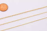 14K Dainty Gold PVD Ion Plated Chain 1mm 1.5mm 2mm Tarnish Resistant by the Yard