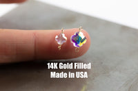 USA Gold Filled Permanent Jewelry Connectors Gemstone Crystal Heart Connector Charm 1420 Gold Filled Made in USA