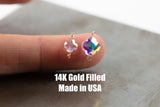 USA Gold Filled Permanent Jewelry Connectors Gemstone Crystal Heart Connector Charm 1420 Gold Filled Made in USA