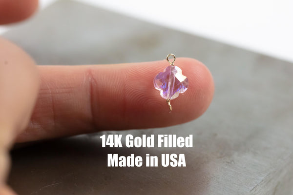 USA Gold Filled Permanent Jewelry Connectors Gemstone Crystal Cross 8mm Connector Charm 1420 Gold Filled Made in USA