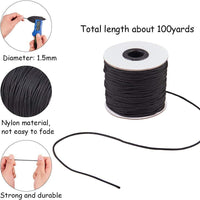 1.5mm 2.0mm 100 Yards Black Nylon Cord Knotting String Cord Waist Beading String Chinese Knotting Shambala Bracelet String