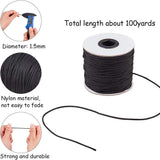 1.5mm 2.0mm 100 Yards Black Nylon Cord Knotting String Cord Waist Beading String Chinese Knotting Shambala Bracelet String