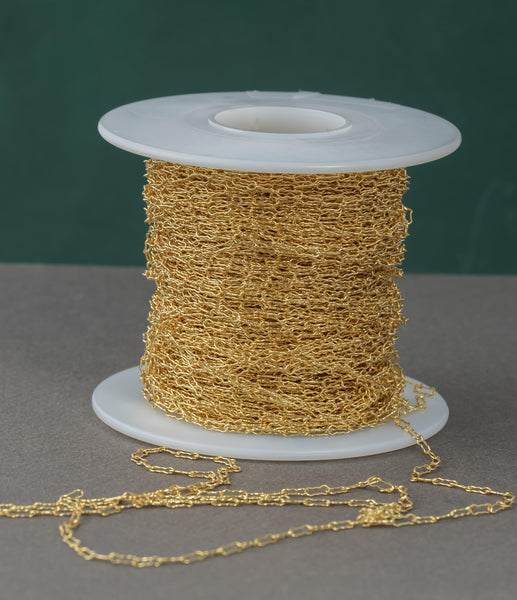 Gold Filled Round Paper Clip Krinkled Waves Chain, Elongated Oval Chain, 2x5.5mm and 1.8x4mm links, , Wholesale, USA Made, Chain by foot
