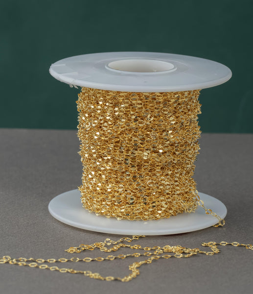 Round double Flat- 2.8x3.5mm- Gold Filled Chain by the Foot - USA Made- Wholesale - Perfect For Permanent Jewelry - Made in USA