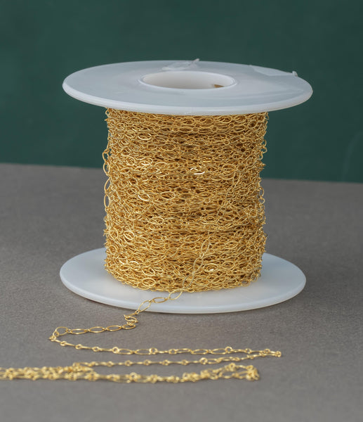 2.1mm Fancy Flat Cable Gold Filled Cable Chain , Wholesale, USA Made, Chain by foot Permanent Jewelry Chain