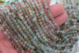 3mm 4mmNatural Green Rutilated Quartz Beads Green Phantom + Rutiled Quartz 3mm 4mm Loose Beads Full Strand 15.5" Strand