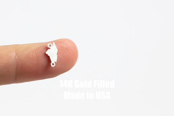 Maine Connector State Shape Connector - 14kt gold filled or Sterling Silver - Made in the USA - Custom Permanent Jewelry Charm