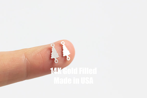 Pine Tree Pinetree Permanent Jewelry Connector or Charm- Intricate Detail - 14kt gold filled or Sterling Silver - Made in the USA - Custom
