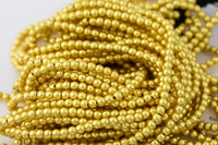 Gorgeous Matte Gold Hematite Smooth Round Loose Beads - Natural Hematite Gold Plated in 4mm 6mm 8mm 10mm 12mm Full Strand 16" AAA Quality