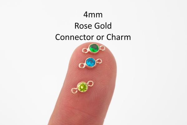 4mm Rose Gold Filled Connector 14/20 or Sterling Silver Add-On Birthstone Made in USA Real 14k Gold Filled Charm and Connector