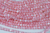 Pink - Mother of Pearl Shell Faceted Cube Beads Size 4mm 15.5" Strand