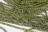 Natural Beautiful TINY 4mm Green Garnet- Round- 15 inch strand