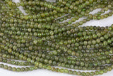 Natural Beautiful TINY 4mm Green Garnet- Round- 15 inch strand