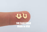 Horse Shoe Side Loop Chubby Permanent Jewelry Connector - 14kt gold filled or Sterling Silver - Made in the USA