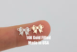 Set of 2 x 14Kt Gold Filled Sterling Silver Bow Connectors - Cute Bow Link Bracelet or Necklace - Permanent Jewelry Supply-Made in the USA