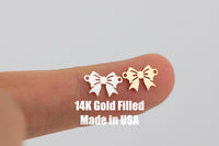 Set of 2 x 14Kt Gold Filled Sterling Silver Bow Connectors - Cute Bow Link Bracelet or Necklace - Permanent Jewelry Supply-Made in the USA