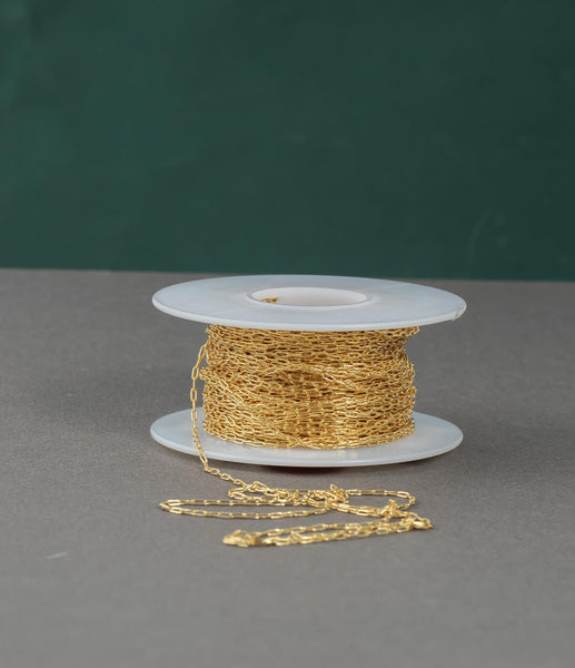 Gold Filled Cable Flat Elongated 1.2mm Oval Dainty Chain 1.8mm , Wholesale, USA Made, Chain by foot Permanent Jewelry Chain