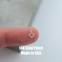 North Star Outline Permanent Jewelry Connector or Charm- Intricate Detail - 14kt gold filled or Sterling Silver - Made in the USA