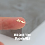 Faith Permanent Jewelry Connector - 14kt gold filled or Sterling Silver - Made in the USA