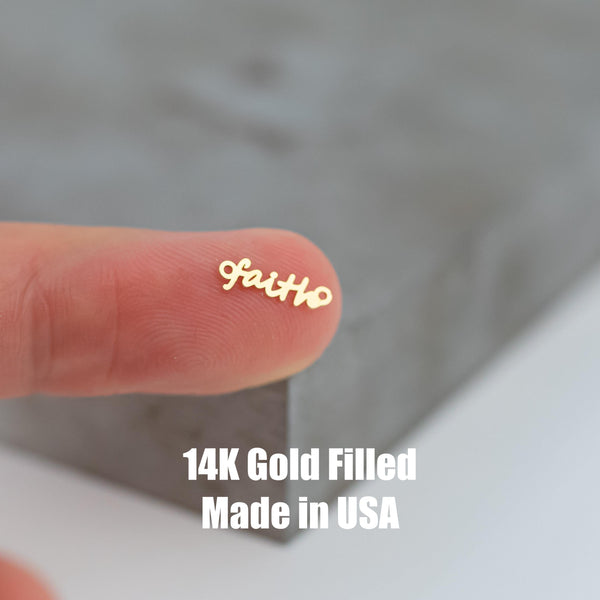 Faith Permanent Jewelry Connector - 14kt gold filled or Sterling Silver - Made in the USA