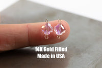 USA Gold Filled Permanent Jewelry Connectors Gemstone Crystal Cross 8mm Connector Charm 1420 Gold Filled Made in USA