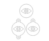 Evil Eye Disc Permanent Jewelry Connector or Charm- Intricate Detail - 14kt gold filled or Sterling Silver - Made in the USA