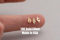 Bubble Letter Connectors 14K Gold Filled Made in USA - 8mm Alphabet Connector for Bracelet - Initial Charm Disk Permanent Jewelry Supplies