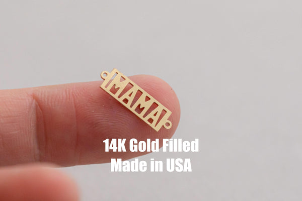 Mama Framed Permanent Jewelry Connector - 14kt gold filled or Sterling Silver - Made in the USA