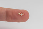 Set of 2 x heart Connector - 14kt Gold Filled or Sterling Silver Evil Eye for Bracelet - CZ Eye Charm - Permanent Jewelry Supply