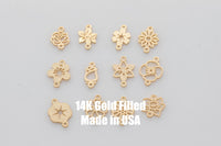 Birth Month Flower Connector - 14Kt Gold Filled Sterling Silver - Flower Connectors - Permanent Jewelry Supply- 1x or 25x pieces- Wholesale