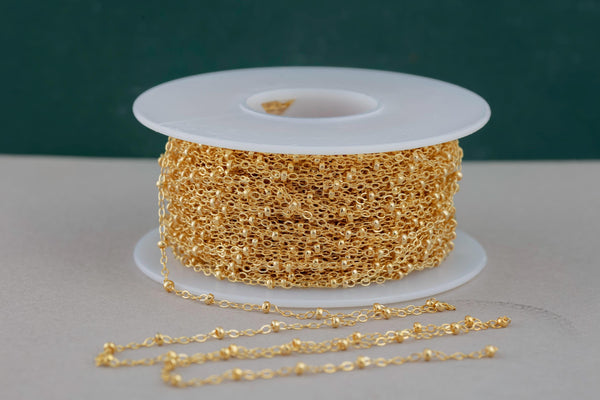 14kt Gold Filled 1.5mm Satellite Chain - Cable Chain with 2mm Balls - Chain for Permanent Jewelry - USA made-xc Permanent Jewelry Chain