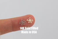 Set of 2 x 14Kt Gold Filled or Sterling Silver Cherry Blossom Connector - Flower Link Bracelet Sakura Link - Permanent Jewelry Supply
