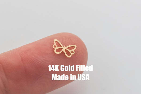gold filled Butterfly connector - sterling silver or gold filled- permanent jewelry word connectors- charm, pendant,