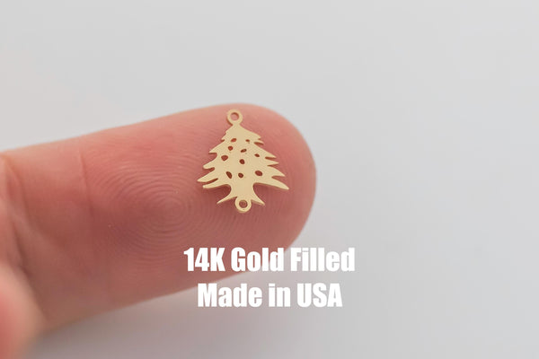 Cedar Tree- Permanent Jewelry Connector or Charm- - 14kt gold filled or Sterling Silver - Made in the USA - Custom